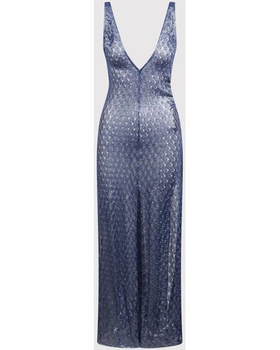 Missoni Crochet-Knit Lurex Maxi Dress - Blue