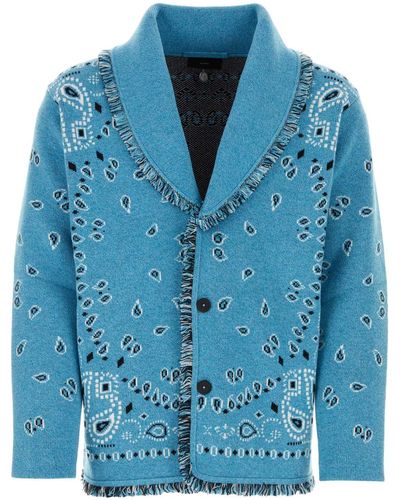 Alanui Embroidered Cashmere Bandana Cardigan - Blue