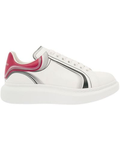 Alexander McQueen White Bordeaux And Silver Leather Oversized Sneakers