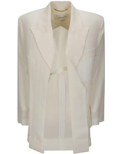 Victoria Beckham Fold Detail Tailored Jacket - White