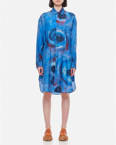 Marni Printed Silk Mini Dress - Blue