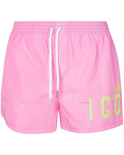 DSquared² Icon Logo Print Swim Shorts - Pink