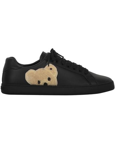 Palm Angels New Teddy Bear Leather Low-Top Trainers - Black