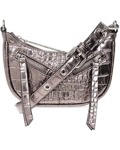 Versace Shoulder Bag With Logo - Gray
