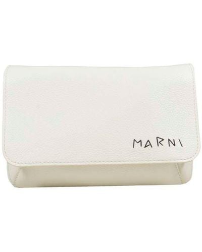 Marni Logo-Embroidered Foldover Top Belt Bag - White