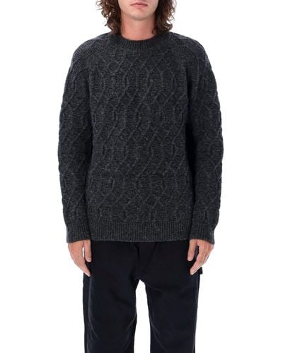 Comme des Garçons Crewneck Wool Cable Sweater - Blue