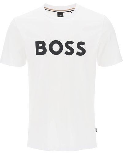 BOSS Cotton-jersey Regular-fit T-shirt With Logo Appliqu - White