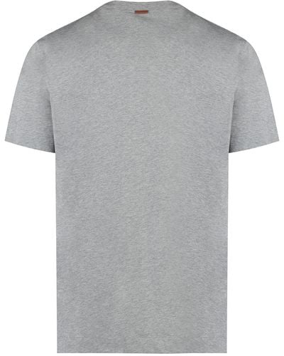 Zegna Logo Cotton T-shirt - Gray