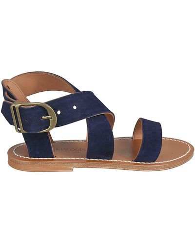 K. Jacques Lazare Flat Sandals - Blue