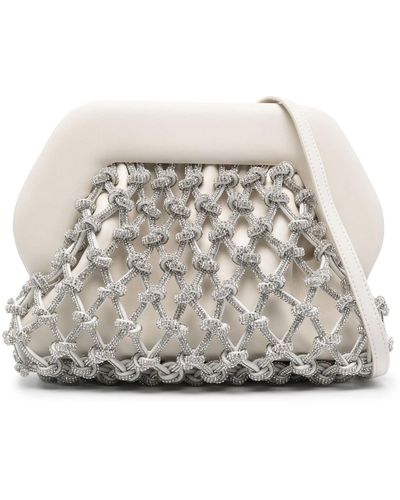 THEMOIRÈ Tia Knots Rhinestone-Embellished Clutch Bag - White