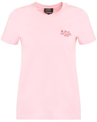 A.P.C. Denise Cotton Crew-Neck T-Shirt - Pink