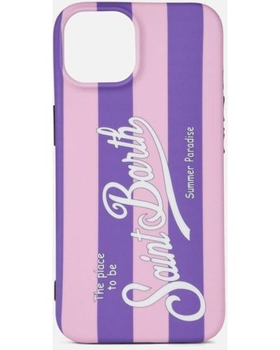 Mc2 Saint Barth Cover For Iphone 13 / 14 With Striped Print - Purple
