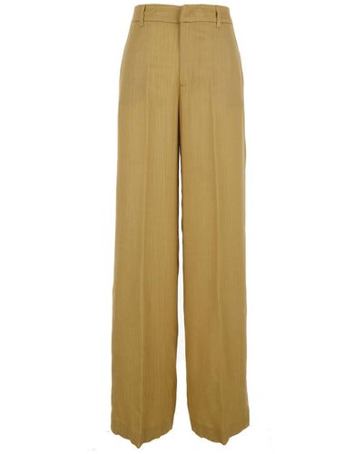 PT01 Lorenza Half Elasticatd Belt Trousers - Natural