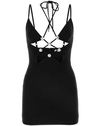 Area Stretch Rayon Blend Mini Dress - Black