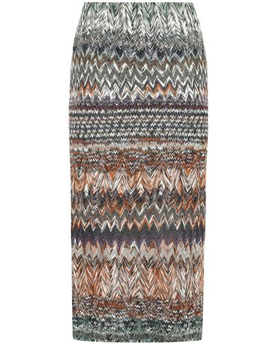 Missoni Chevron Motif Knitted Skirt - Gray