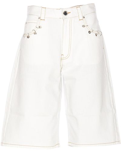Pinko Xmen Denim Shorts - White