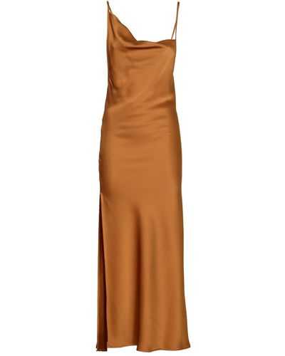 WEILI ZHENG Side Slit Plain Long Dress - Brown