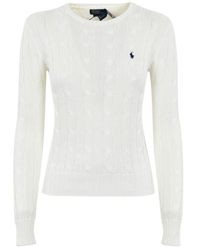 Polo Ralph Lauren Cable Sweater With Logo - White