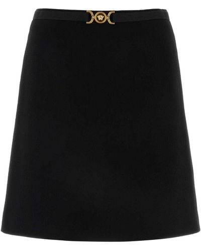 Versace Stretch Wool Blend Skirt - Black
