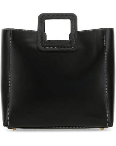 STAUD Leather Shirley Shopping Bag - Black