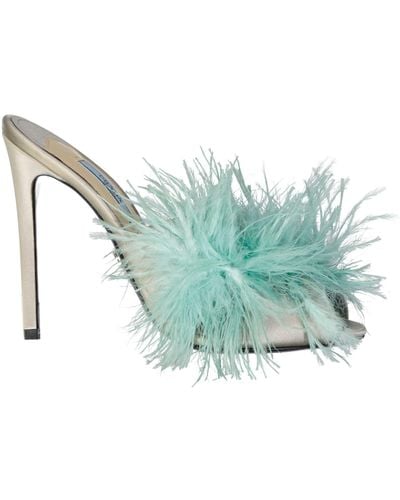 Prada Silk End Feathers Sandals - Blue