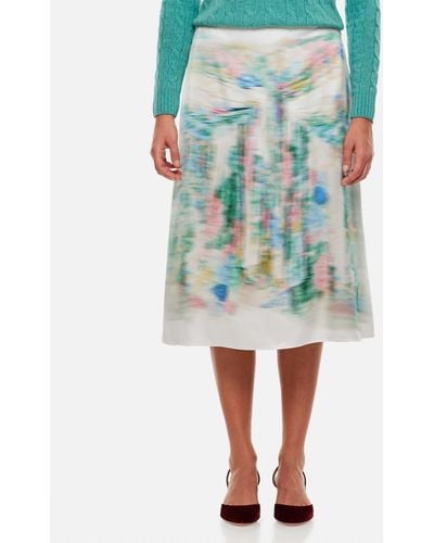 Loewe Blurred Print Skirt In White - Blue