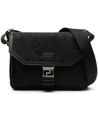 Versace Neo Nylon Jacquard Messenger Bag - Black