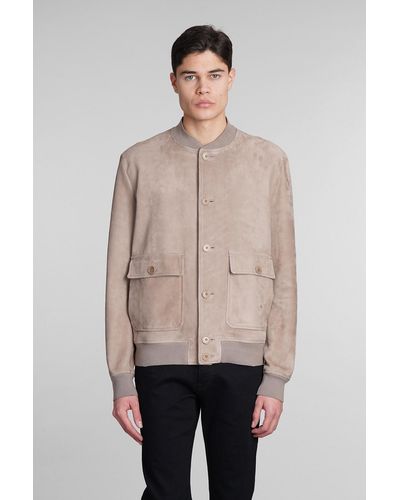 Salvatore Santoro Bomber In Camel Leather - Natural