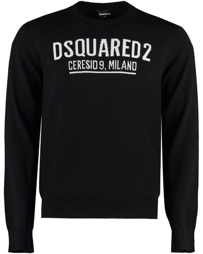 DSquared² Virgin Wool Crew-neck Sweater - Black