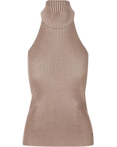 Fendi High-Neck Knitted Top - Natural