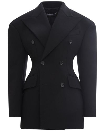 Dolce & Gabbana Double-Breasted Technical Crepe Jacket - Blue