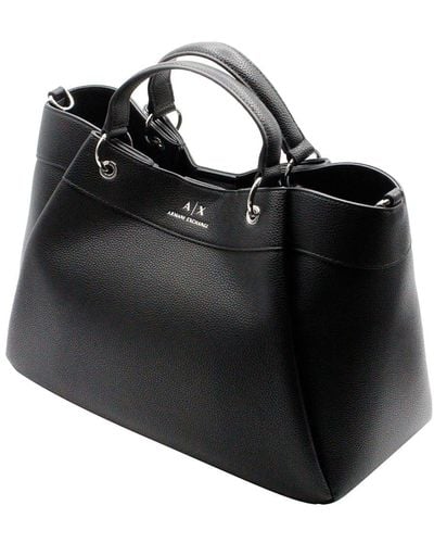 Armani Handbag And Shoulder Bag Made Of Soft Faux Leather With Closure Button And Front Logo. Internal Pockets. - Black