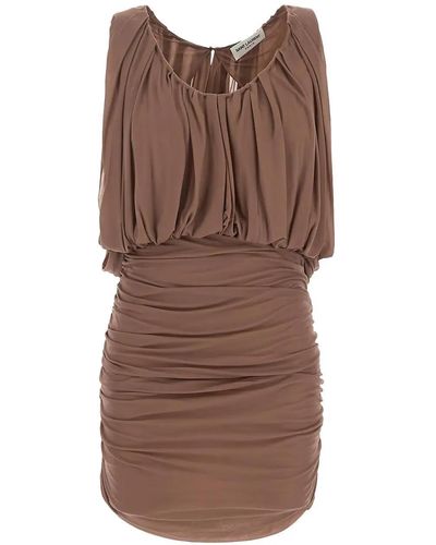 Saint Laurent Draped Mini Dress - Brown