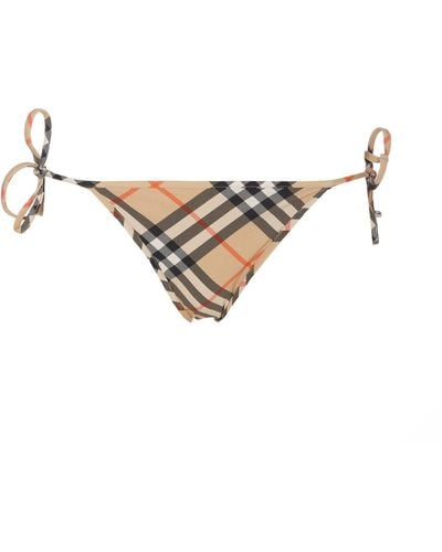 Burberry Check-Pattern Side-Tied Bikini Briefs - Natural