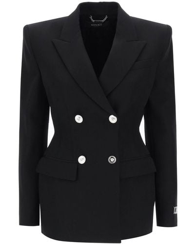 Versace Hourglass Double Breasted Blazer - Black
