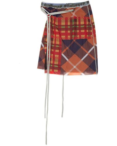 OTTOLINGER Mesh Tartan Mini Skirt - Red