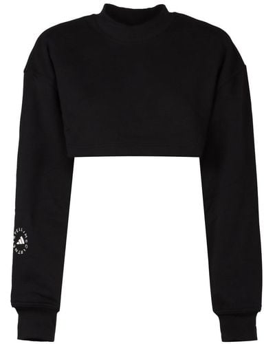 adidas By Stella McCartney Cropped Sweatshirt With Cut-out Detail At Back - Black
