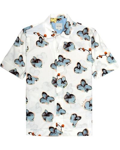 Paul Smith Orchid Printed Short-Sleeved Shirt - White