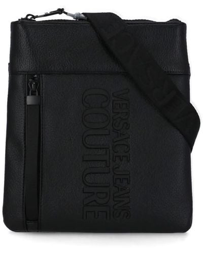 Versace Range Tactile Logo Shoulder Bag - Black