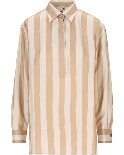 Fendi Long Sleeved Striped Shirt - Natural