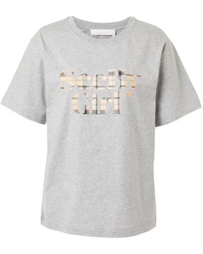 See By Chloé Tartan Logo-print T-shirt - Gray