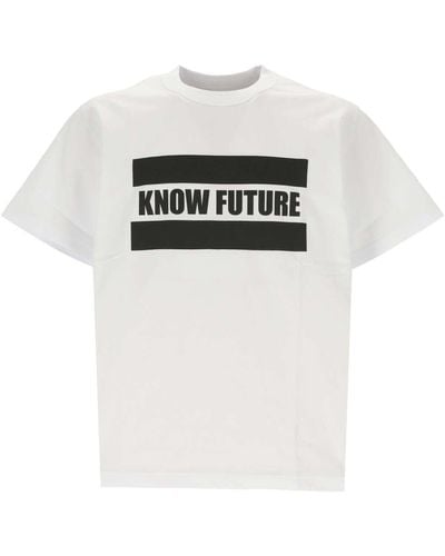 Sacai Slogan-Printed Crewneck T-Shirt - White
