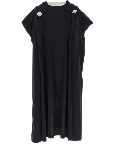 MM6 by Maison Martin Margiela Contrast Retro T-shirt Dress Dresses - Black