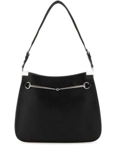 Gucci Leather Medium Horsebit Shoulder Bag - Black
