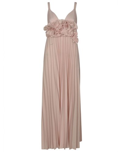 P.A.R.O.S.H. Pleated Long Dress - Natural