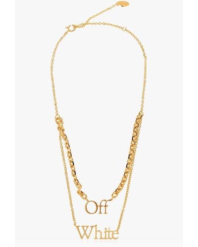 Off-White c/o Virgil Abloh Logo Plaque Chain-Linked Necklace - Black