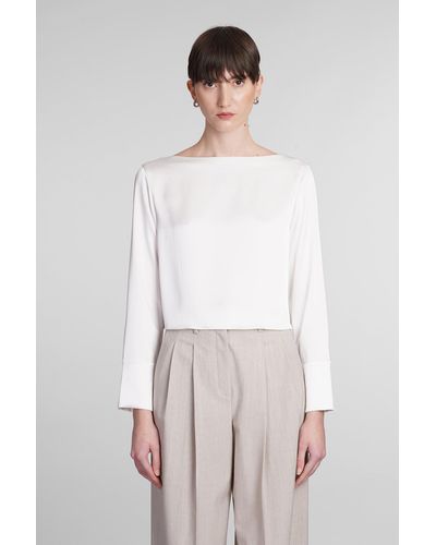 Theory Blouse In White Triacetate