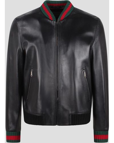Gucci Web Leather Jacket - Black