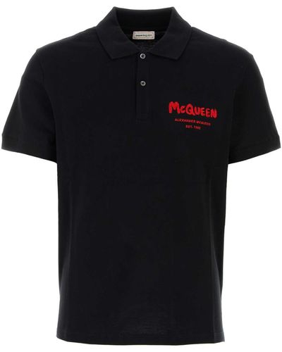 Alexander McQueen Piquet Polo Shirt - Black