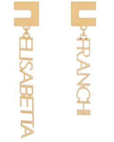 Elisabetta Franchi Earrings With Golden Metal Lettering - Metallic
